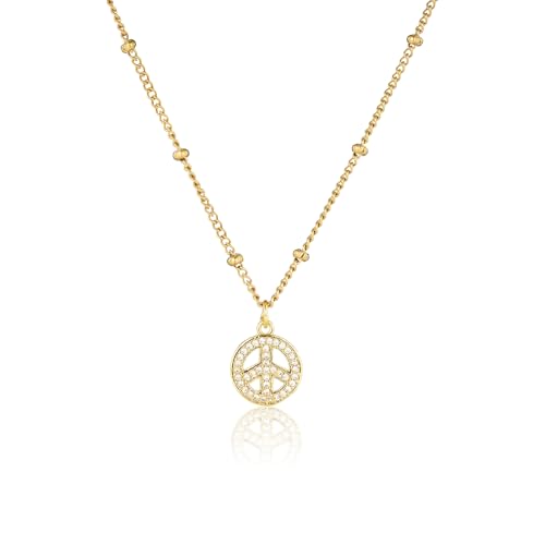 MILAKOO Peace & Love Collier Pendentif en Acier Inoxydable avec Des Cristaux éTincelants pour les Anniversaires D'Utilisation Quotidienne