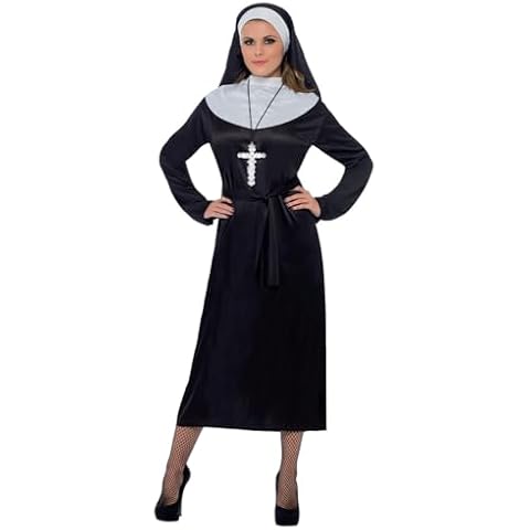 Smiffys Black Nun Costume with Headdress Cover