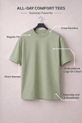 Image of Van Heusen Men's Crew Neck T-Shirt - Soft & Breathable Cotton | Regular Fit | Comfortable Everyday Casual Wear | Short Sleeves | Summer Favorite |Solid Colors | Style 60052|Available in Pack of 1 & 2