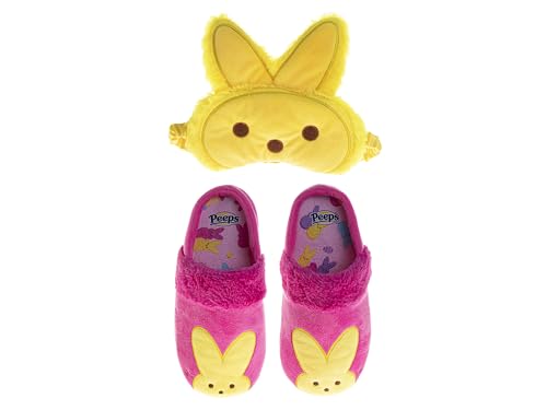 Josmo Peeps Slippers For Women House Shoes Easter Bunny Cozy Fuzzy Warm Soft Indoor Animal Slippers for Womens Pink Size 9-10 Adult