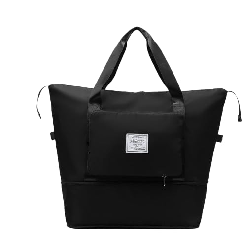 41 Liter Expandable Travel Bags for Women, Duffle Bags for Women Luggage, Foldable Vanity Traveling Bag, Waterproof Hand Bag for Ladies Personal Items (Black)-image-10