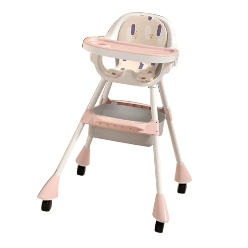 Cuifati Trona Ajustable para bebé, Silla Convertible Plegable Multifuncional para bebé, Fácil de Limpiar para Alimentación de, Comedor, Plástico (PINK)