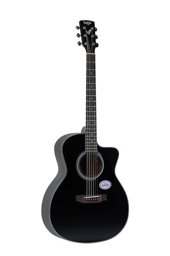 Image of Saga SF-600GC-BK Grand Concert Acoustic Cutaway Guitar (Black)
