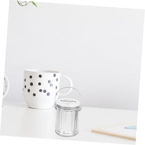 Set de 2 mini canecas de basura de escritorio plateadas miniatura 4