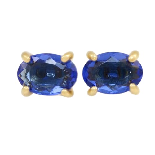 Boucles d'oreilles saphir naturel précieux et argent 925 doré haut de gamme