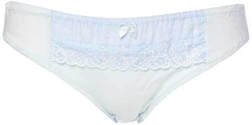 [ラ ポーム] ブリーフ ふりふりレース デザイン リボン コットン 小さい くしゅくしゅ インゴム パンツ スキャンティ ローライズ 綿 通気性 フルバック アマゾン限定 浅い 股上 マイクロミニ ラポーム ブランド 日本製 1158020 レディース サックス M
