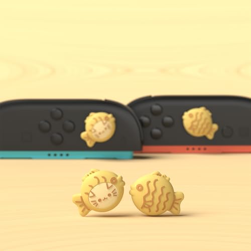 Image of PlayVital Thumb Grips for Nintendo Switch 2 | Kawaii Silicone Joystick Caps (4-Pack) - Cute Accessories Animal Design Thumbstick Covers for Joycon 2 - Taiyaki Kitten