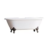 60' Cast Iron Double Ended Clawfoot Tub with Deck Mount Faucet Hole Drillings & Oil Rubbed Bronze Feet- 'Franklin'