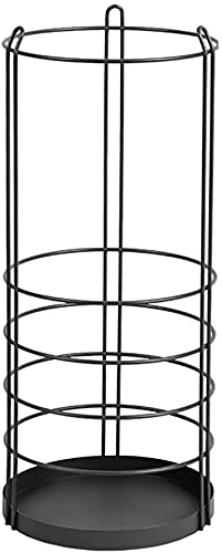 Porte-parapluie rond noir en métal style épuré pour entrée de maison