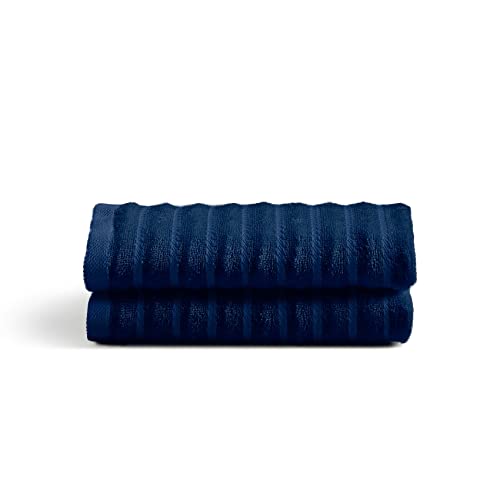 Cosy House Collection Luxury Bamboo 2-Pack Towel Set - Ultra Soft, Absorbent & Quick Drying - Plush Cotton Hotel Spa Quality - 38cm x 66cm - (Hand Towel, Nayv Blue)