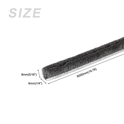 Metallixity Brush Seal Weather Stripping (1/4"X5/16"X19.7Ft), Card Slot Door Brush Strip W Pp Slice - For Sliding Sash Door Window Wardrobe Seal #TOP1