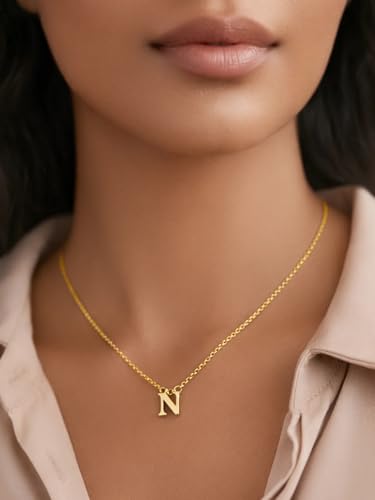 Image of Rubans Demi Fine Stainless Steel Alphabet Pendant CZ Gift for Women & Girls