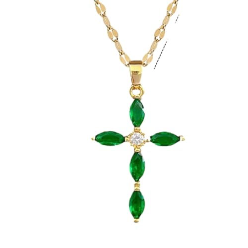 KDFIYSCV Preciosa joyería de cadena de bambú dorado de bambú de cuello de cruce cúbica sencilla y sencilla