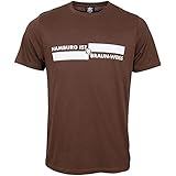  FC St. Pauli T-Shirt Oberteil Kurzarm Aufdruck Hamburg ist Braun-Weiss (L)