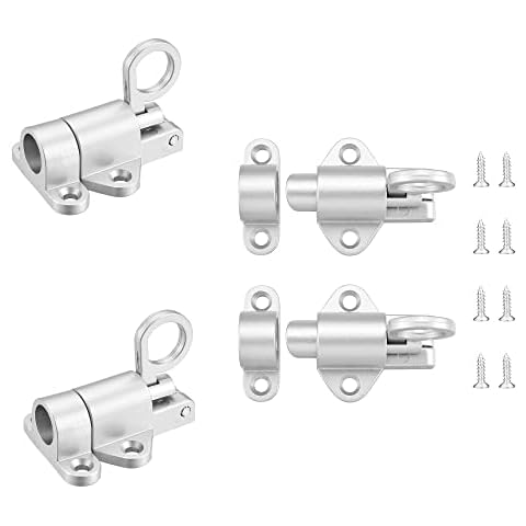 Tidorlou 4pcs Spring Door Lock Self-Closing Latch Aluminum Alloy Automatic Window Gate Spring Latch Silver Cover