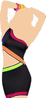 برتقالي مع اخضر فاتح في فستان لانجيري اسود الخامة ليكرا 2Xl مقاس كبير