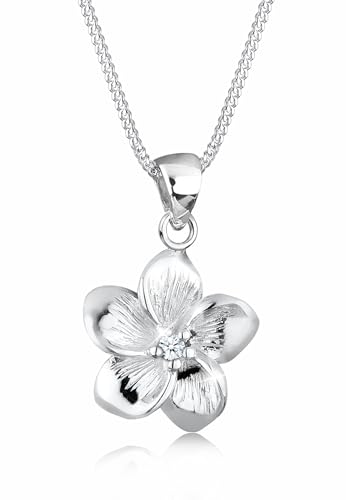 Elli Collares Mujeres Flor De Frangipani Con Diamante 0.03 Ct En Plata De Ley 925 Elli Collares Mujeres Flor De Frangipani Con Diamante 0.03 Ct En Plata De Ley 925