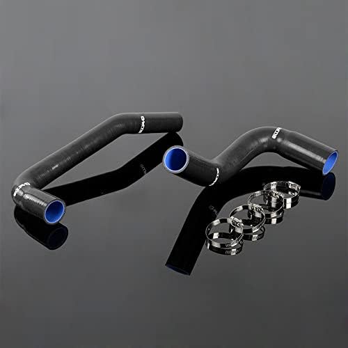 Silicone Radiator Hose Piping Kit Clamps Replacement For Jeep Wrangler YJ TJ 2.4/4.2L 1987-2006 Black 2PCS