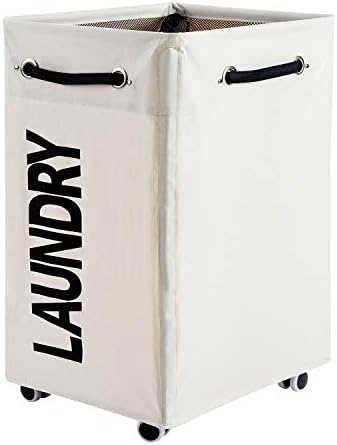 Haundry 86L Large Collapsible Laundry Hamper with Wheels, Waterproof Rolling Clothes Hamper Basket Bin for Dirty Clothes Storage