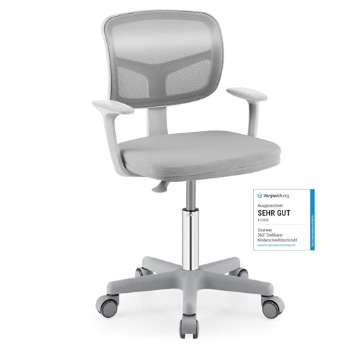 COSTWAY 360° Drehbarer Kinderschreibtischstuhl, 80-91,5 cm...