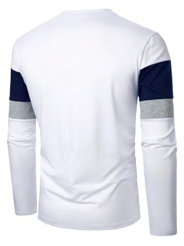 Men's Color Block Long Sleeve T Shirt Casual Striped Round Neck Work Shirts2