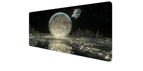 Tapete escritorio de 900x400x3mm con bordes cosidos y diseño Luna D1-218