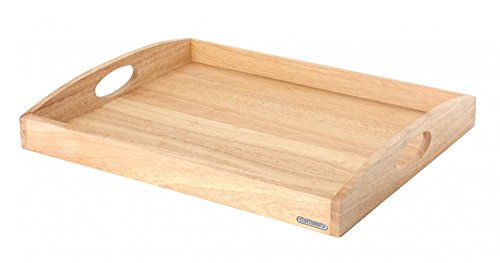 Continenta Tablett aus Gummibaumholz, Frühstückstablett, Holz-Serviertablett, Servierbrett, rechteckig, Größe: 50 x 39 x 5 cm