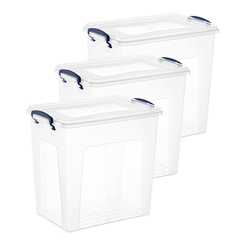 Image of Superio 14.7 Quart Clear Plastic Storage Boxes with Lids, Stackable Organizer Containers, BPA-Free Storage Bins for Home, Office, School & Dorm, 3 Pack