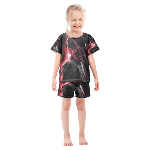 ALAZA American Football Player Black Pajamas Set Short Sleeve Cotton Sleepwear Summer Pjs 2 Piece 5-14Y3