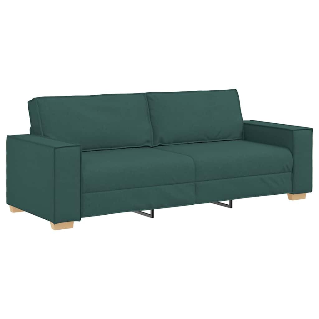 Juego de 2 sofás de tela para salón, 2 plazas y 3 plazas, color verde oscuro, sofá acolchado con estructura de madera y metal, cómodo
