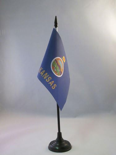 AZ FLAG, Kansas Table Flag 4'' x 6'', US state of Kansas Office Mini Banner 100% Polyester 15 x 10 cm