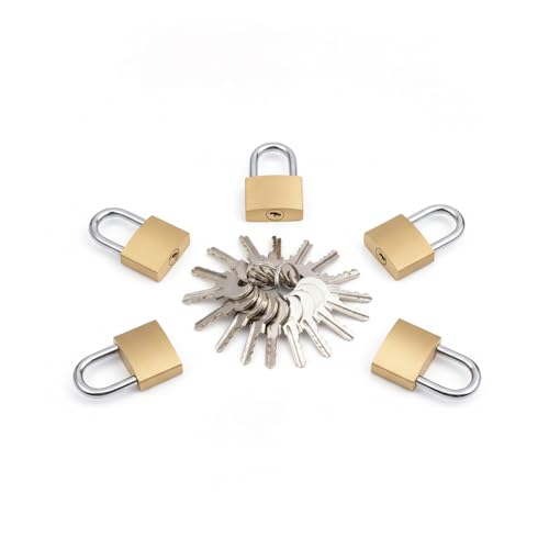 Image of DAQUN 5 Pcs Small Padlock, Small Padlocks with Keys, 20mm Solid Brass Mini Lock for Gym Lockers, Luggage, Tool Box, Jewelry Case, Indoor Outdoor