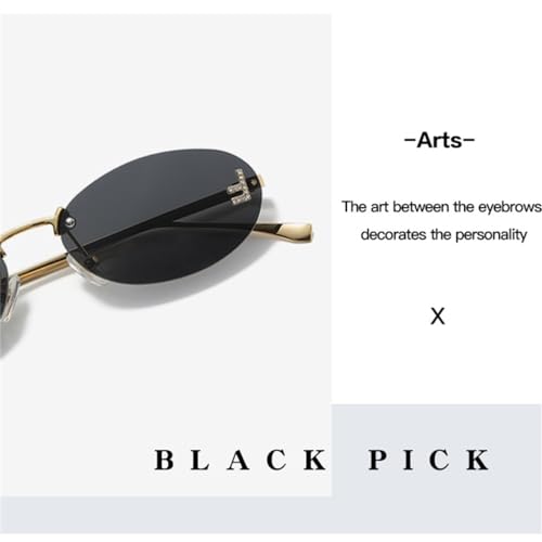 CGZWFERA-Sunglasses Women Cat Eye Small Sun Glasses Men Rimless Eyewear Retro Letter Oval Sun Glasses UV4004