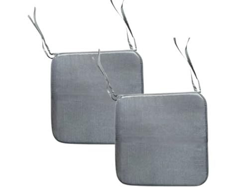 INSAFIANS Waterproof Chair Cushions Tie-On Seat Pads Dining Kitchen Patio Outdoor Chairs Packs of 2, 4, 6, or 8 (Pack 2 Grey)
