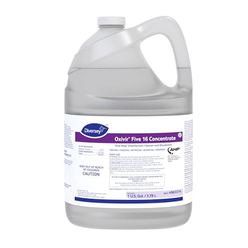 Oxivir Diversey 4963314 Five 16 One-Step Hospital Strength Disinfectant Liquid Cleaner Accelerated Hydrogen Peroxide Concentrate 1-Gallon