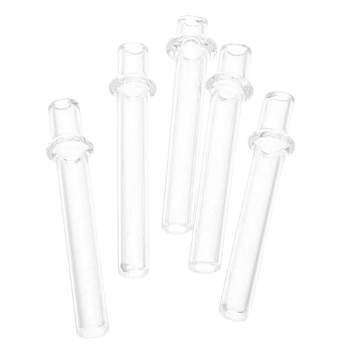 DECORNIJIA Kit de 5 Tubes en Verre Miniatures Résistants à la Chaleur pour Supports de Mèche de Lampe à Huile Accessoires D’Éclairage Extérieur Portables pour Camping Flamme Stable et