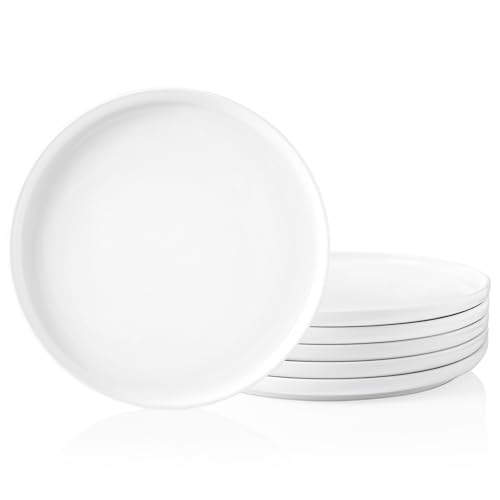 Kanwone Porcelain Dinner Plates - 10 Inch - Set of 6, White, Microwave and Dishwasher Safe Plates, White Dishes, Morden Plates Kanwone Porcelain Dinner Plates - 10 Inch - Set of 6, White, Microwave and Dishwasher Safe Plates, White Dishes, Morden Plates