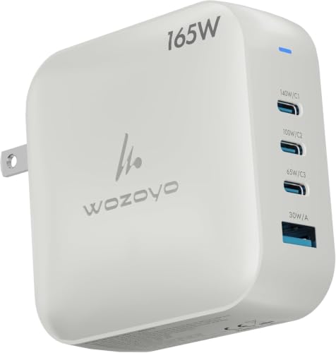 165W-GaN-Charger-Wozoyo-3XType-C-USB-A-Superfast-20-Charging-Compatible-for-iPhone-171616-Pro-Max15-SeriesiPad-Pro-Smartphones-Tablets-and-More-PDPPSQC-30Compact-Foldable-Plug 165W GaN Charger, Wozoyo 3XType-C & USB-A Superfast 2.0 Charging, Compatible for iPhone 17/16/16 Pro Max/15 Series/iPad Pro, Smartphones, Tablets and More, PD/PPS/QC 3.0,Compact Foldable Plug - Image 1