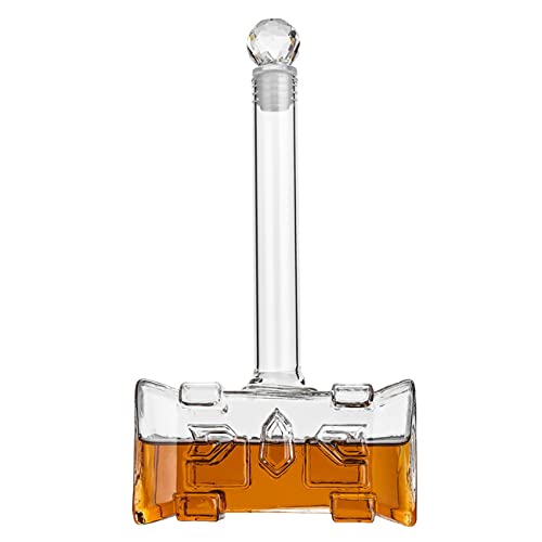 Eidoct Hammerförmiger Whiskey-Dekanter, Glas, Likörflasche, Bar, Glas, Dekanter, 400 ml, Likör-Dekanter für Wein, Bourbon, Whiskey, Likör Cover