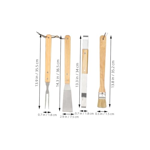 Set de Utensilios para Parrilla 10 Piezas Acero Inoxidable con Mango de Madera miniatura 2