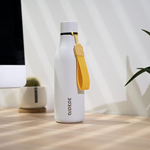 Image of BJPKPK Insulated Water Bottles, 18 oz Stainless Steel Metal Water Bottle with Strap, BPA Free Leak Proof Jugs, Mugs, Flasks, Reusable Thermal Flasks for Sports & Travel, White