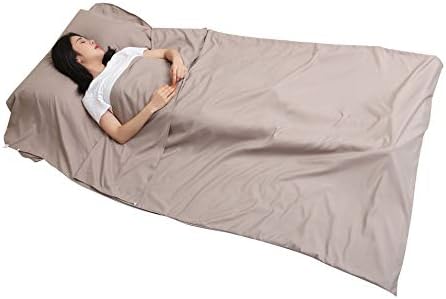 JITTY Sleeping Bag Liner Travel Sheet for Business Camping Backpacking Hiking Mountain Climbing Home Hostels Train 83"x45" (Khaki)