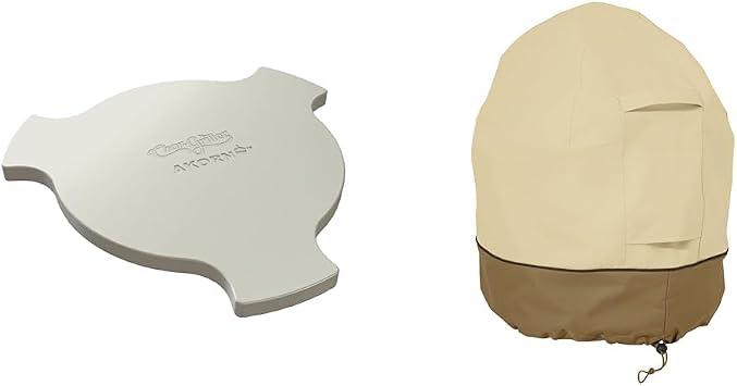 Char-Griller AKORN Jr Ceramic Grill and Smoker with Smokin Stone and Classic Accessories 21 Inch Water-Resistant Kamado Grill Cover