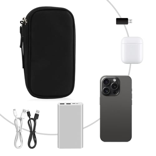 NVIYAM Organizador Cables Viaje, Organizador Cables Viaje Impermeable, Accesorios Estuche Cables Portátil, Estuche Cables para Cargador, Memoria USB, SD Tarjeta y Adaptadores, Gris (Negro) - imagen 4