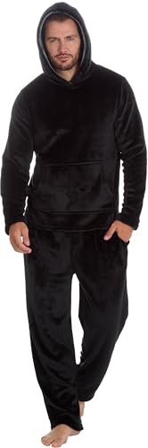 MICHAEL PAUL Mens Pyjamas Warm Fleece Hooded Pyjamas for men Sets Pjs M-XXL Fluffy Hoodie | Mens pj set 2 piece pyjamas loungewear tracksuit | Soft Hooded Twosie Pyjama Set for Men Gifts for Him