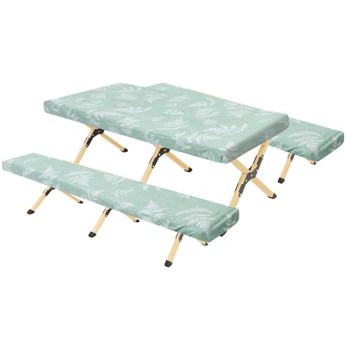 Bierzeltgarnitur Auflage, Outdoor Tischdecken 3er Set, Elastische Rechteckige Gartentischdecke, 2 Bierbankauflagen 183 cm, Größe und Farben wählbar, für Gängigen Festzeltgarnituren Outdoor(C)