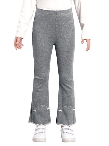 Little Girls Bell Bottom Leggings Toddlers Kids Ribbed Ruffle Flared Pants Cotton Elastic Waist Trousers