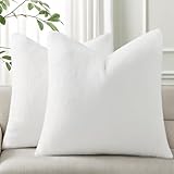 Pallene Faux Fur Plush Spring Throw Pillow Covers 18x18 Set of 2, Soft Fluffy Couch Pillow Covers for Living Room, White