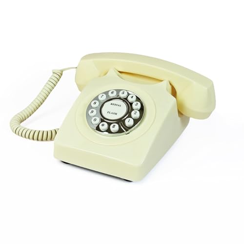 Retro Phone, TelPal Corded Landline Phones, Classic Vintage Old Fashion Telephones for Home & Office, Wired Desktop Home Telephone Gift for Seniors