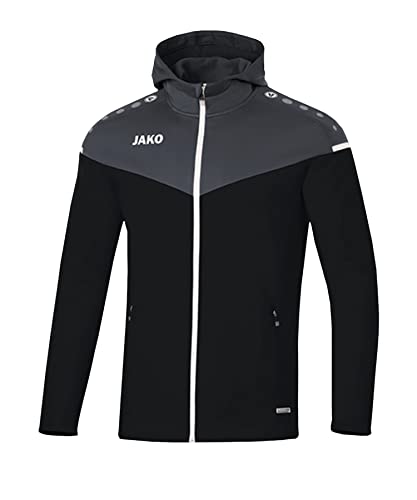 JAKO Herren Kapuzenjacke Champ 2.0, Schwarz/Anthrazit, L
